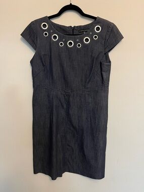 Sandra Darren Dark Denim Dress with Grommet Accents Size 10